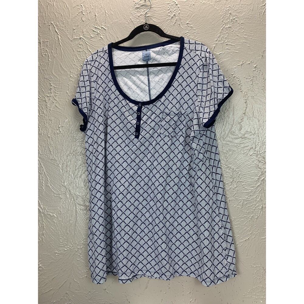 Jane And Bleecker Women's Blue Pajama Top‎ Lounge Sleep Shirt Size XXL